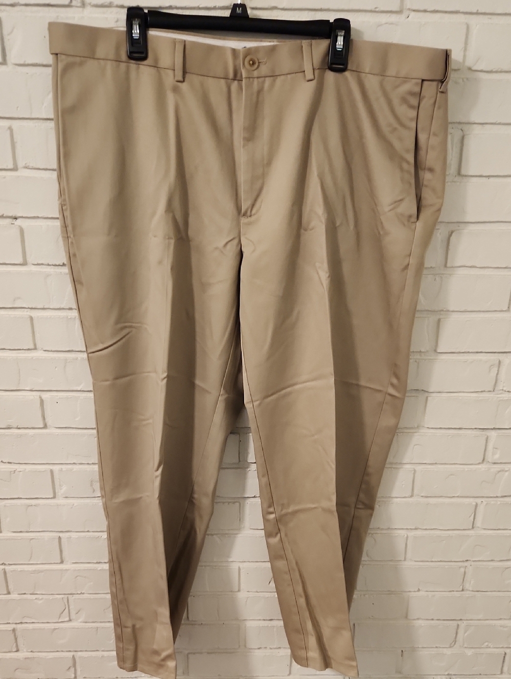 Haggar Men's Tan Flat-Front Chinos